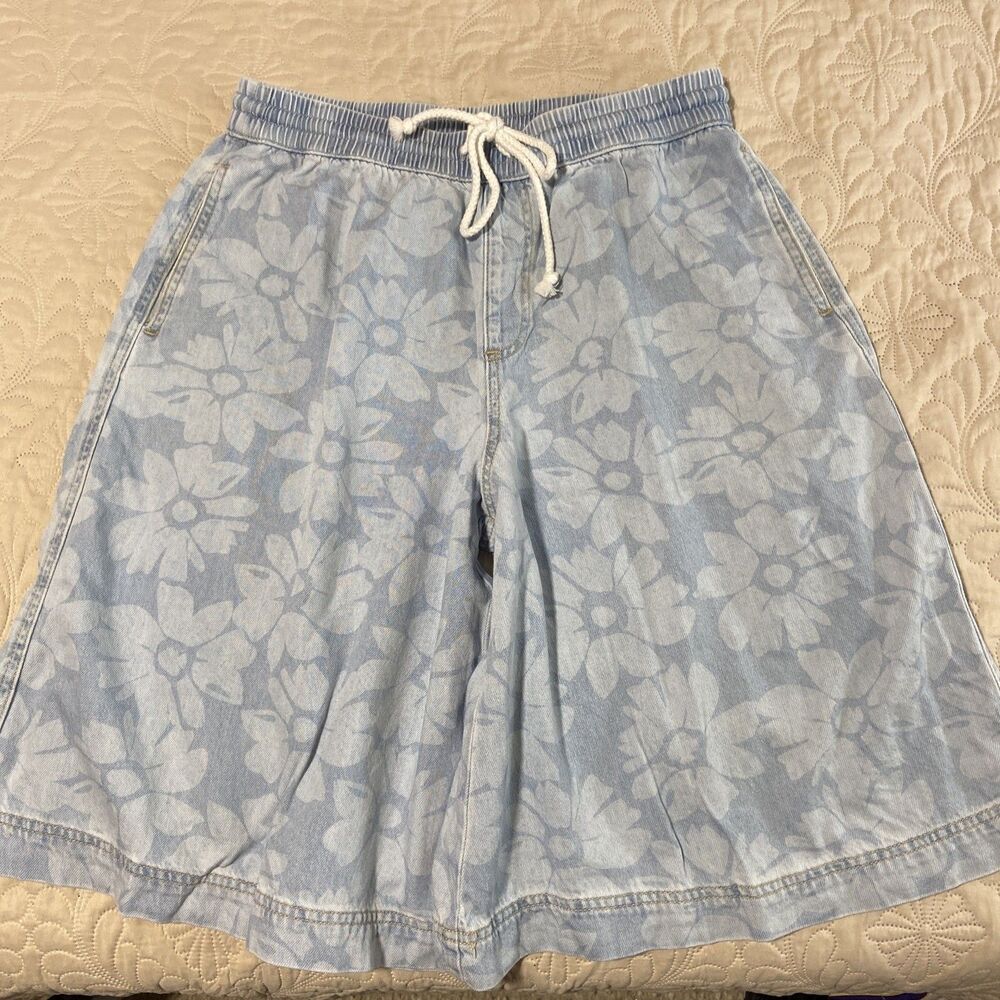 Risen Jeans Bermuda Jorts Denim Jean Shorts Womens Size Medium Floral Light Wash